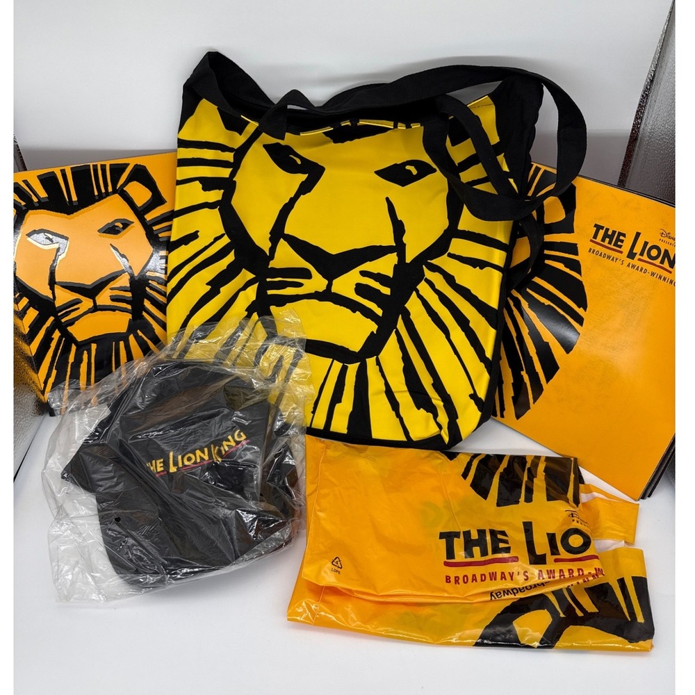 Disney The Lion King Broadway Musical Souvenir Bundle - Tote Bag Hat Program Bag
